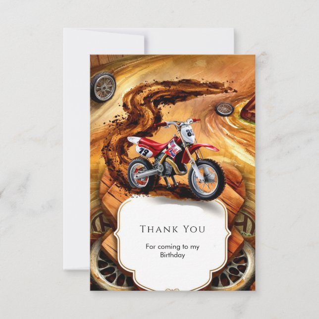 Whimsical Enkel Motorcykel Födelsedag Tack Kort (Framsida)