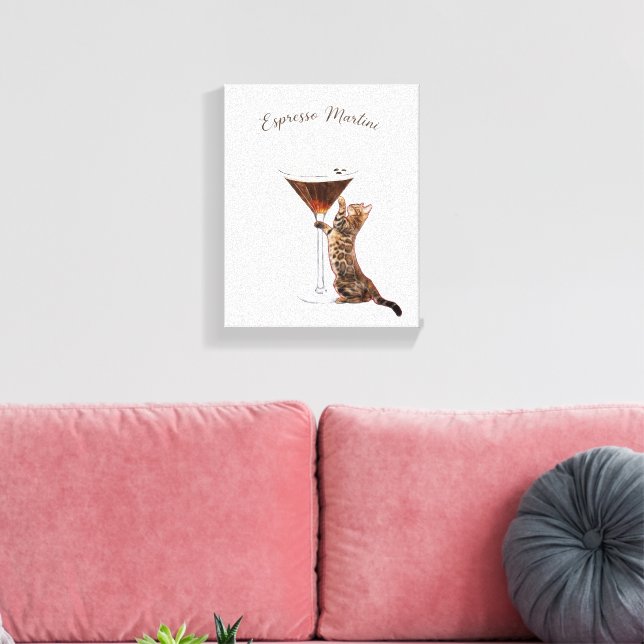 Whimsical Espresso Martini Katt Barvagn Canvastryck (Insitu (Vardagsrum))