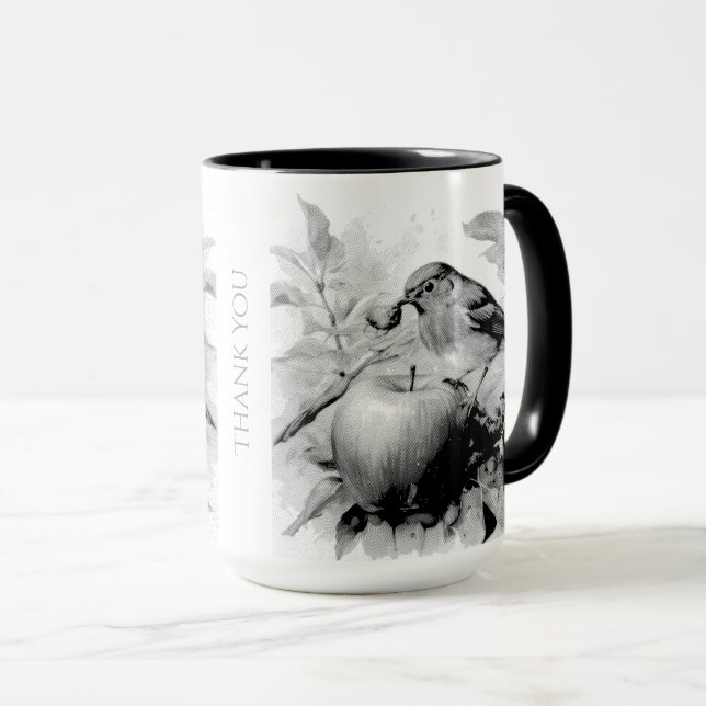 Whimsical Fågel & Äppel Delight Mugg (Framsida höger)