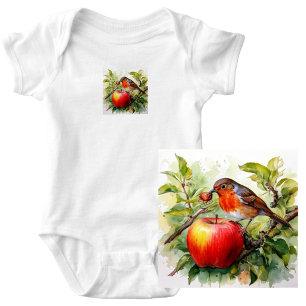 Whimsical Fågel & Äppel Delight T Shirt