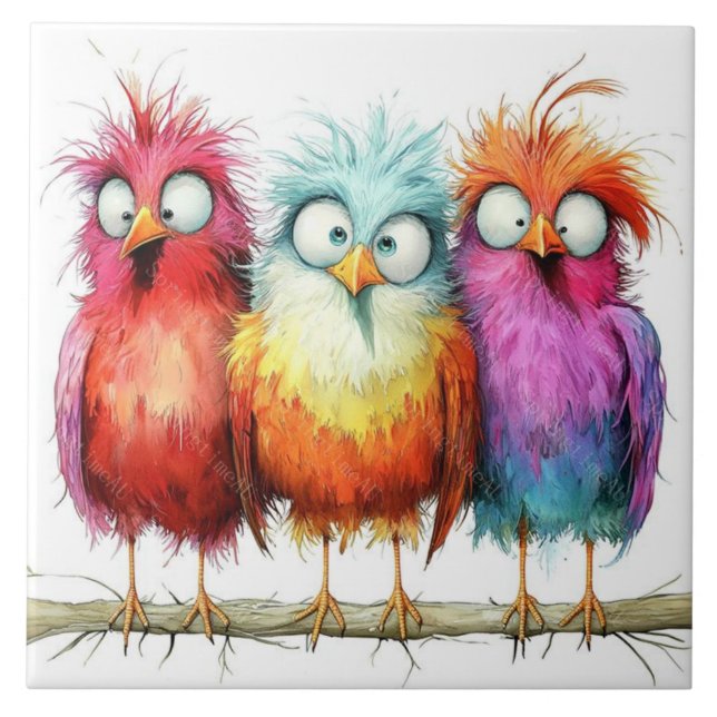 Whimsical fåglar kakelplatta (Framsidan)