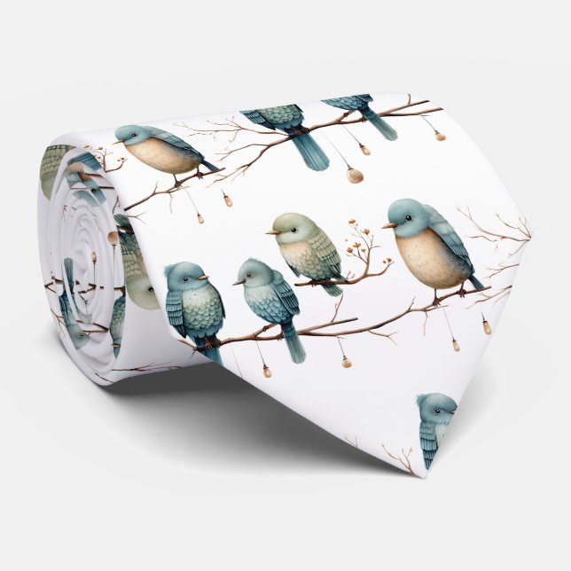 Whimsical Fåglar på Grenar Tidlös Elegans Slips (Rullad)