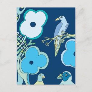 Whimsical Fåglar Vykort