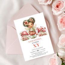 Whimsical Fairy 5-års Blush Blommig Inbjudan