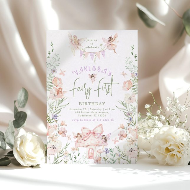 Whimsical Fairy First Birthday Enchanted forest Inbjudningar (Skapare uppladdad)