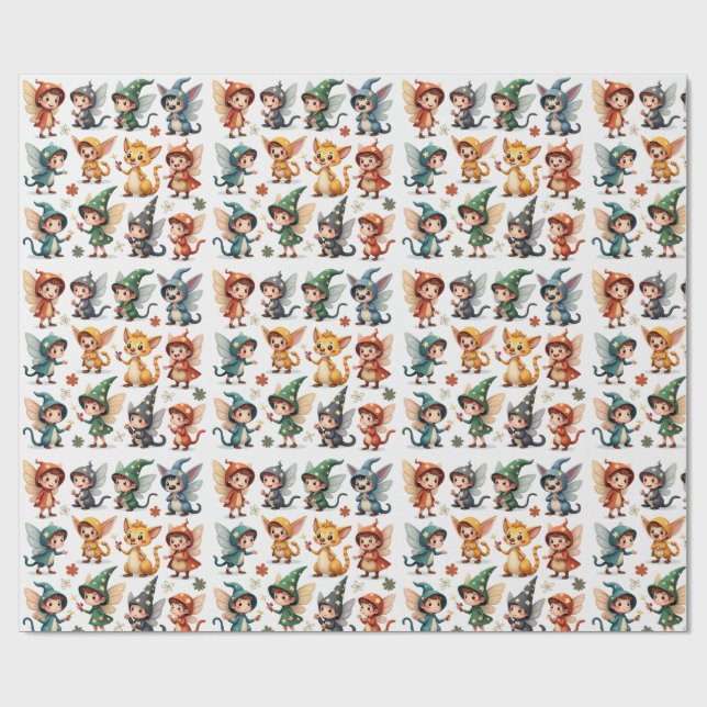 Whimsical Fairy & Forest Friends Wrapping Paper Presentpapper (Platt)