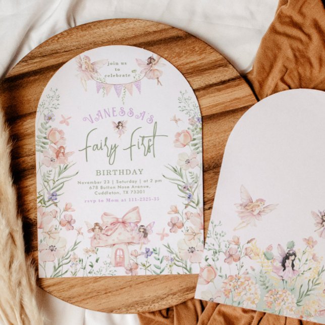 Whimsical Fairy Första födelsedag Förtrollad skog Inbjudningar (Skapare uppladdad)