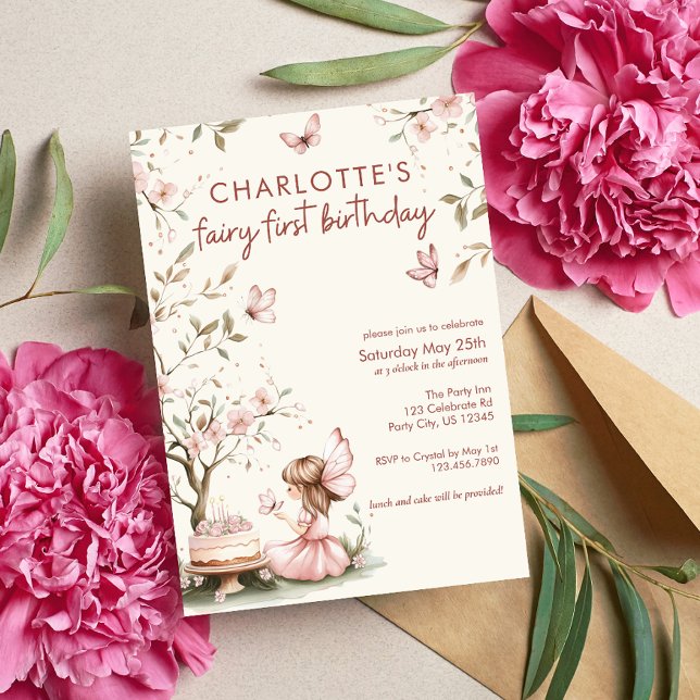 Whimsical Fairy Första Födelsedag  Inbjudningar (Skapare uppladdad)