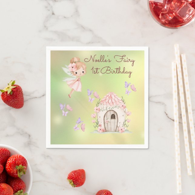 Whimsical Fairy Första Födelsedag  Pappersservett (Insitu)