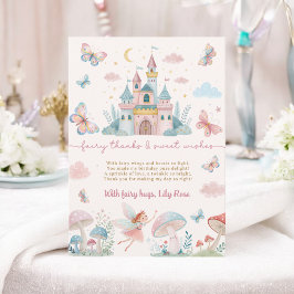 Whimsical Fairy Första Födelsedag Rosa Slott Barn Tack Kort