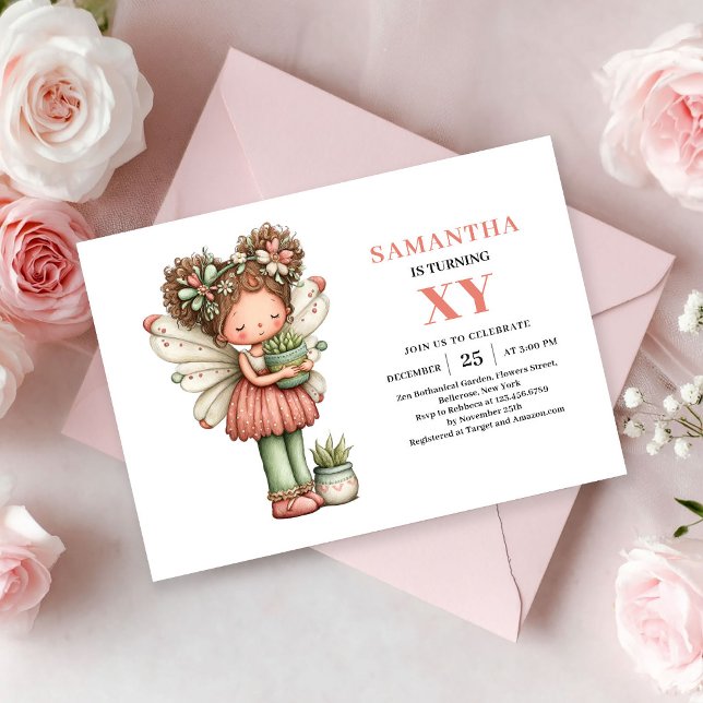 Whimsical Fairy Girl 2-årsdag Rosa Magi  Inbjudningar (Whimsical Fairy Girl 2nd Birthday Pink Magic invitation)