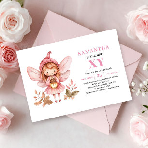 Whimsical Fairy Girl 6-års födelsedagsinbjudan Ros Inbjudningar