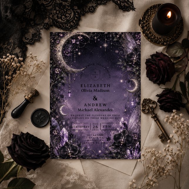 Whimsical Fairy Goth Bröllop Inbjudningar (Skapare uppladdad)