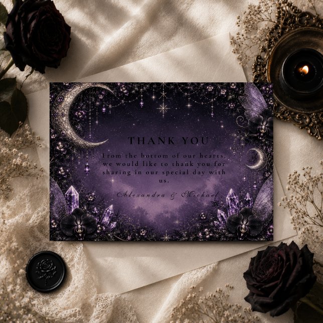 Whimsical Fairy Goth Bröllop Tack Kort (Skapare uppladdad)