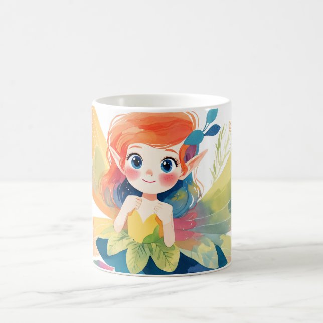 Whimsical Fairy in Blooming Flower Garden Kaffemugg (Center)
