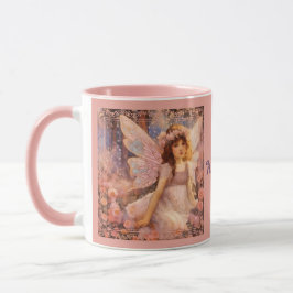 Whimsical Fairy in Dreamy Pink Floral Garden Mugg