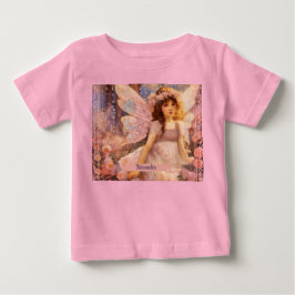Whimsical Fairy in Dreamy Pink Floral Garden T Shirt
