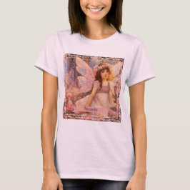 Whimsical Fairy in Dreamy Pink Floral Garden T Shirt