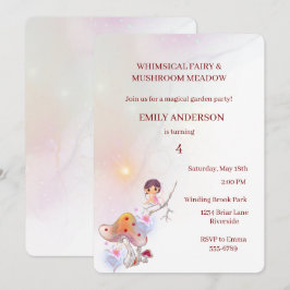 Whimsical Fairy Magic 4e födelsedagen-inbjudan Inbjudningar