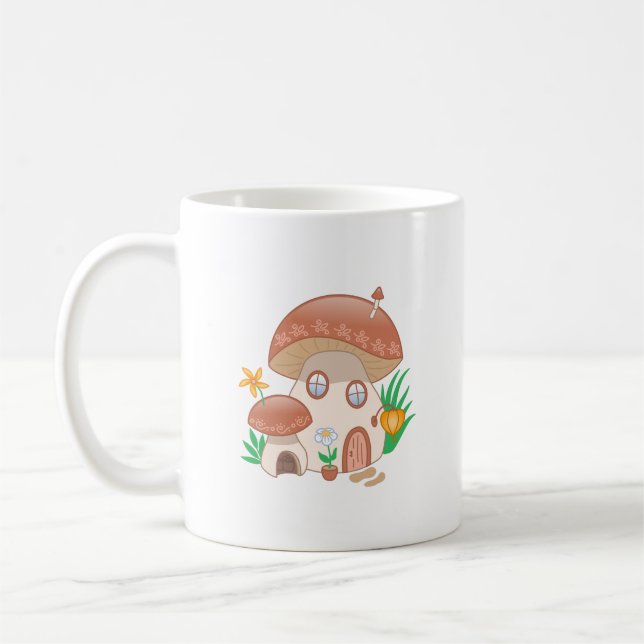Whimsical Fairy Mushroom House Kaffemugg (Vänster)