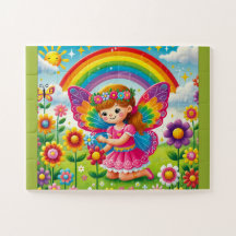 WHIMSICAL "FAIRY PICKING FLOWER" JIGSAW PUZZZLE