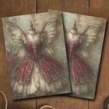 Whimsical Fairy Röda Balettdräkt Dekoupage