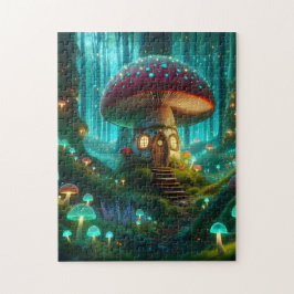 Whimsical Fairy Tale Mushroom House Pussel