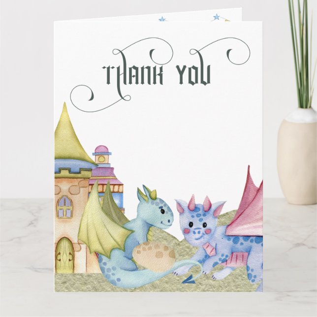 Whimsical Fairytale Dragon Baby Shower Tack Kort (Framsida)