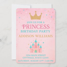 Whimsical Fairytale Princess Castle Birthday Inbjudningar