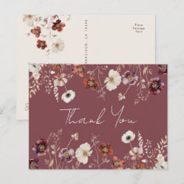 Whimsical Fall Dried Floral Wedding Thank You Vykort
