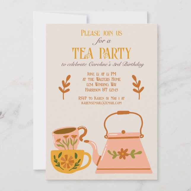 Whimsical Fall Fairytale Tea Party Inbjudningar (Framsida)