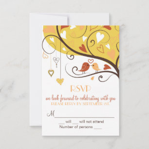 Whimsical Fall Höst Kärleksfåglar RSVP-kort Inbjud OSA Kort