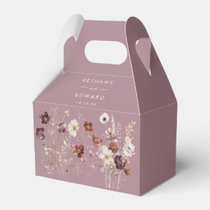 Whimsical Fall Torkade Blommor Mauve Bröllop Presentaskar