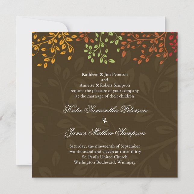 Whimsical Fall Wedding bjudande Inbjudningar (Framsida)