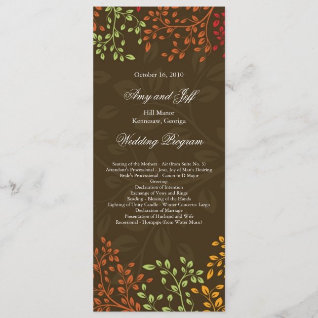 Whimsical Fall Wedding Program (Framsida)