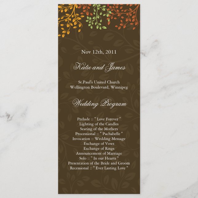 Whimsical Fall Wedding Program (Framsida)