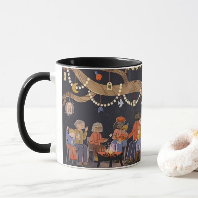 Whimsical Familjelägereld – Snälla Varelser Mysiga Mugg (Med munk)