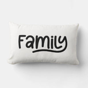 Whimsical Familjetypografi Svart och Vitt Lumbarkudde