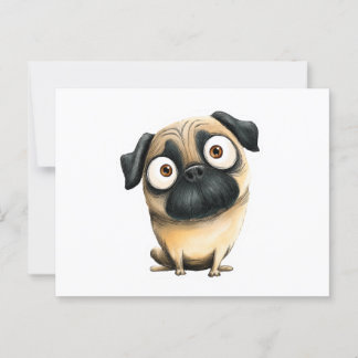 Whimsical Fånig Pug Vykort