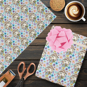 Whimsical Fantasi Mus Svamp Hus Blå Presentpapper