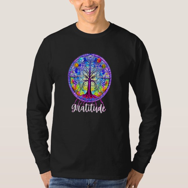 Whimsical Fantasi Träd des Livets Chakra Tacksamhe T Shirt (Framsida)