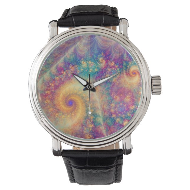 Whimsical Fantasy Abstract Fractal Vortex Art Armbandsur (Framsida)