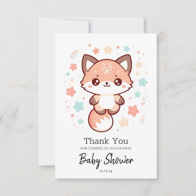 Whimsical Fantasy Fox Baby Shower Tack Kort (Framsida)