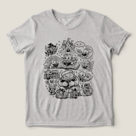 Whimsical Fantasy Läsning Doodle Barn T Shirt