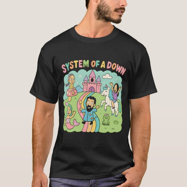 Whimsical Fantasy System Of A Down Tecknad Film T Shirt (Framsida)
