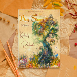 Whimsical Fantasy Trädgård Babykalasinbjudan Inbjudningar