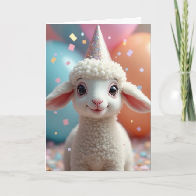 Whimsical får födelsedagskort kort (Framsida)