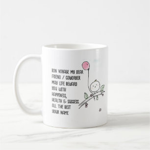 Whimsical Farewell Coworking Lineart Handskriftlig Kaffemugg