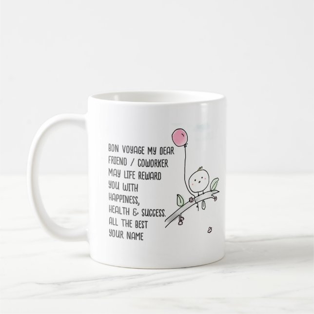 Whimsical Farewell Coworking Lineart Handskriftlig Kaffemugg (Vänster)