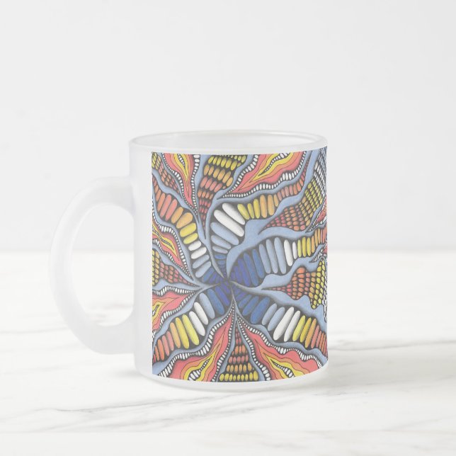 Whimsical Färgglad Neurografisk Zen-Doodle Stjärne Frostad Glasmugg (Vänster)